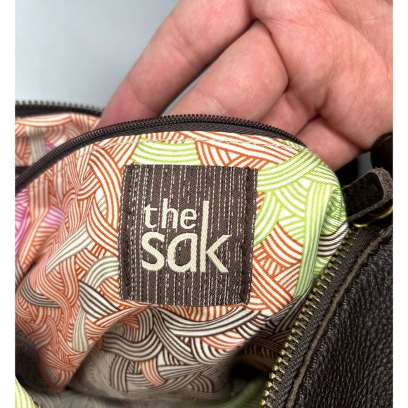 The Sak Iris Cocoa Pebbled Leather Crossbody Bag Purse Womens Brown - Picture 9 of 11